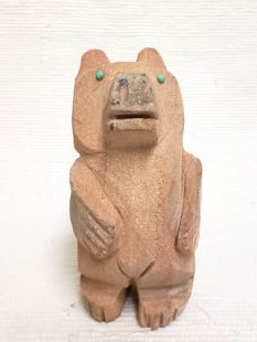 Native American Apache Carved Red Rock Bear Sculpture