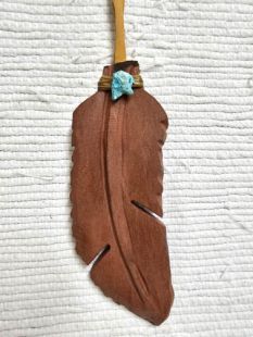 Native American Apache Carved Prayer Feather