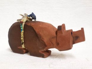 Native American Apache Carved Sedona Red Rock Bear Sculpture