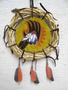 Native American Apache Made Shield with Bear Paw