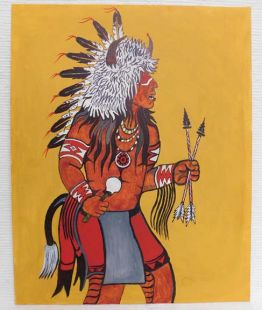 Native American Apache Made Buffalo Dancer Painting 