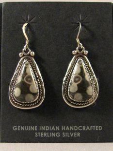 Vintage Native American Navajo Made Earrings with Orthoceras