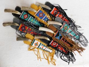 Native American K’iche’ Maya Made Beaded Flat Fringed Knife Sheaths