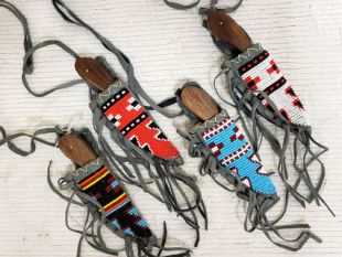 Native American K’iche’ Maya Made Lakota Designed Beaded Knife Sheath Necklaces