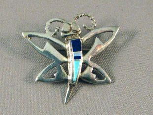 Native American Navajo Made Butterfly Pin/Pendant with Multistones