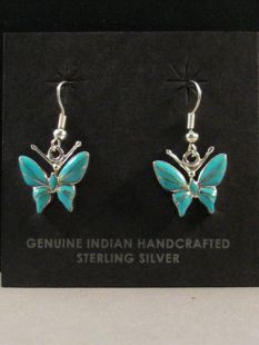 Native American Zuni Made Butterfly Earrings 