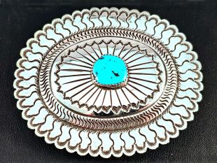 Native American Navajo Made Buckle with Turquoise--Vintage
