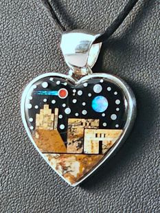 Native American Navajo Made Night Sky Pendant--Vintage