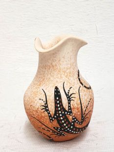 Native American Zuni Handbuilt and Handpainted Fluted Vase