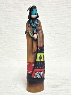 Native American Hopi Carved Hano Mana Kachina Sculpture (Katsina Sculpture)