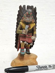 Native American Hopi Carved Chasing Star Planetary Katsina Doll--Blue--miniature
