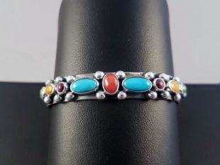 Native American Navajo Made Cuff Bracelet with Multistones