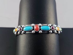 Native American Navajo Made Cuff Bracelet with Multistones
