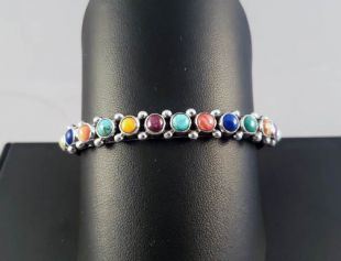 Native American Navajo Made Cuff Bracelet with Multistones