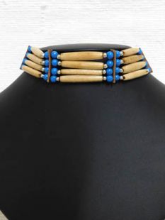 Native American Four-Row Ivory Choker with Blue Glass Beads