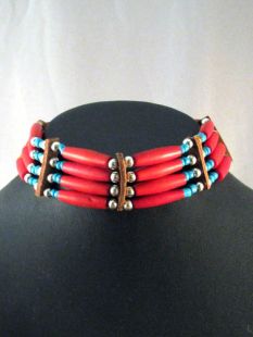 Native American Four-Row Red Choker 