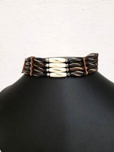 Native American Four-Row Brown and White Choker