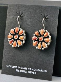 Native American Navajo Made Earrings with Spiny Oyster