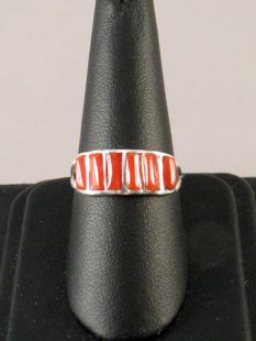 Native American Zuni Made Ring with Coral