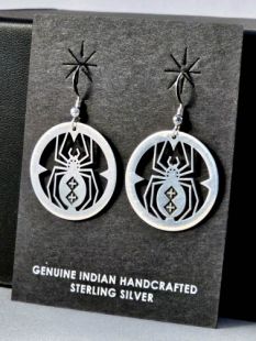 Native American Potawatomi Made Earrings with Spider