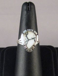 Native American Navajo Made Ring with White Buffalo Turquoise