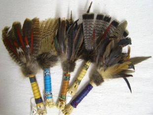Native American Made Spirit Prayer Fan with Bone Handle