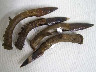 Native American Creek Made Elk Antler Knife with Handknapped Agate Blade