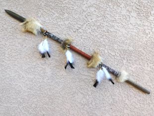 Native American Made Four Foot Spear with Coyote Fur