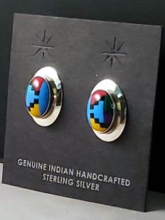 Native American Zuni Made Sterling Silver with Turquoise Cufflinks 