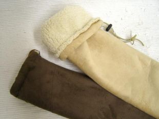 Suede Flute Bag with Shearling Lining-Chocolate only