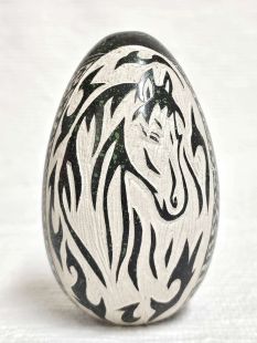 Mata Ortiz Handbuilt and Handetched Pot with Horse and Wolf