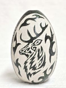 Mata Ortiz Handbuilt and Handetched Pot with Elk and Wolf