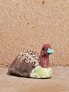 Zuni Carved Duck Fetish--Mallard Red