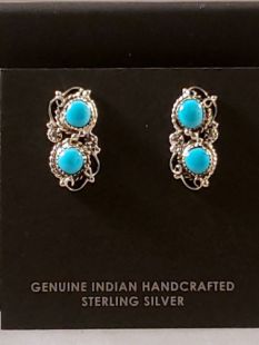 Native American Navajo Made Earrings with Turquoise 