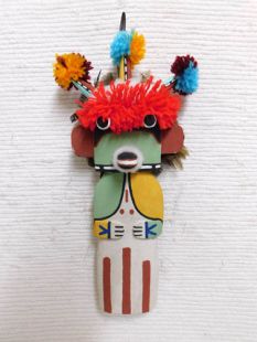 Old Style Hopi Carved Three-Horn Traditional Dancer Kachina Doll (Katsina Doll)