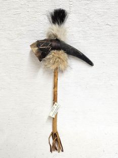 Native American Cherokee Made Ceremonial Buffalo Horn Rattle