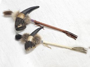 Native American Cherokee Made Ceremonial Buffalo Horn Rattle