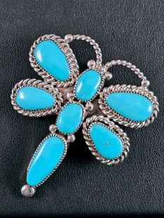 Native American Zuni Made Dragonfly Pin/Pendant with Turquoise 