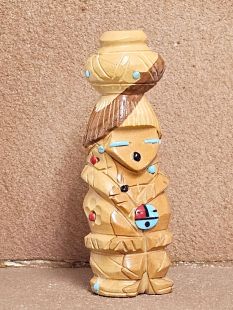 Zuni Carved Corn Maiden Fetish with Pot