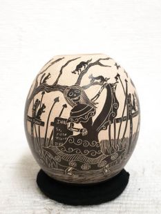 Mata Ortiz Handbuilt and Handetched Day of the Dead Pot