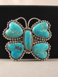 Native American Zuni Made Butterfly Pin/Pendant with Turquoise 