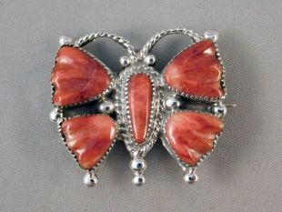 Native American Zuni Made Butterfly Pin/Pendant with Spiny 