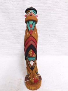 Native American Zuni Carved Corn Dancer Plant Katsina Sculpture