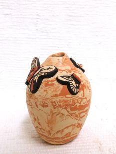 Native American Hopi Handbuilt and Handcarved Pot with Butterflies