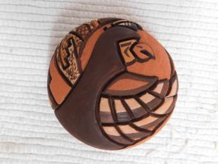 Native American Hopi Handbuilt and Handcarved Seed Pot with Eagle