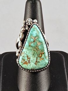 Native American Navajo Made Ring with Turquoise 