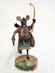 Native American Hopi Carved Warrior Mouse Hero Kachina Doll (Katsina Doll)