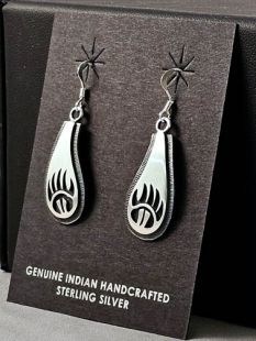 Native American Hopi Made Earrings with Bear Paw
