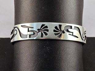 Native American Hopi Made Overlay Cuff Bracelet with Kokopelli