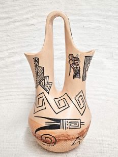 Native American Hopi Handbuilt and Handpainted Wedding Vase with Corn Maiden and Longhair